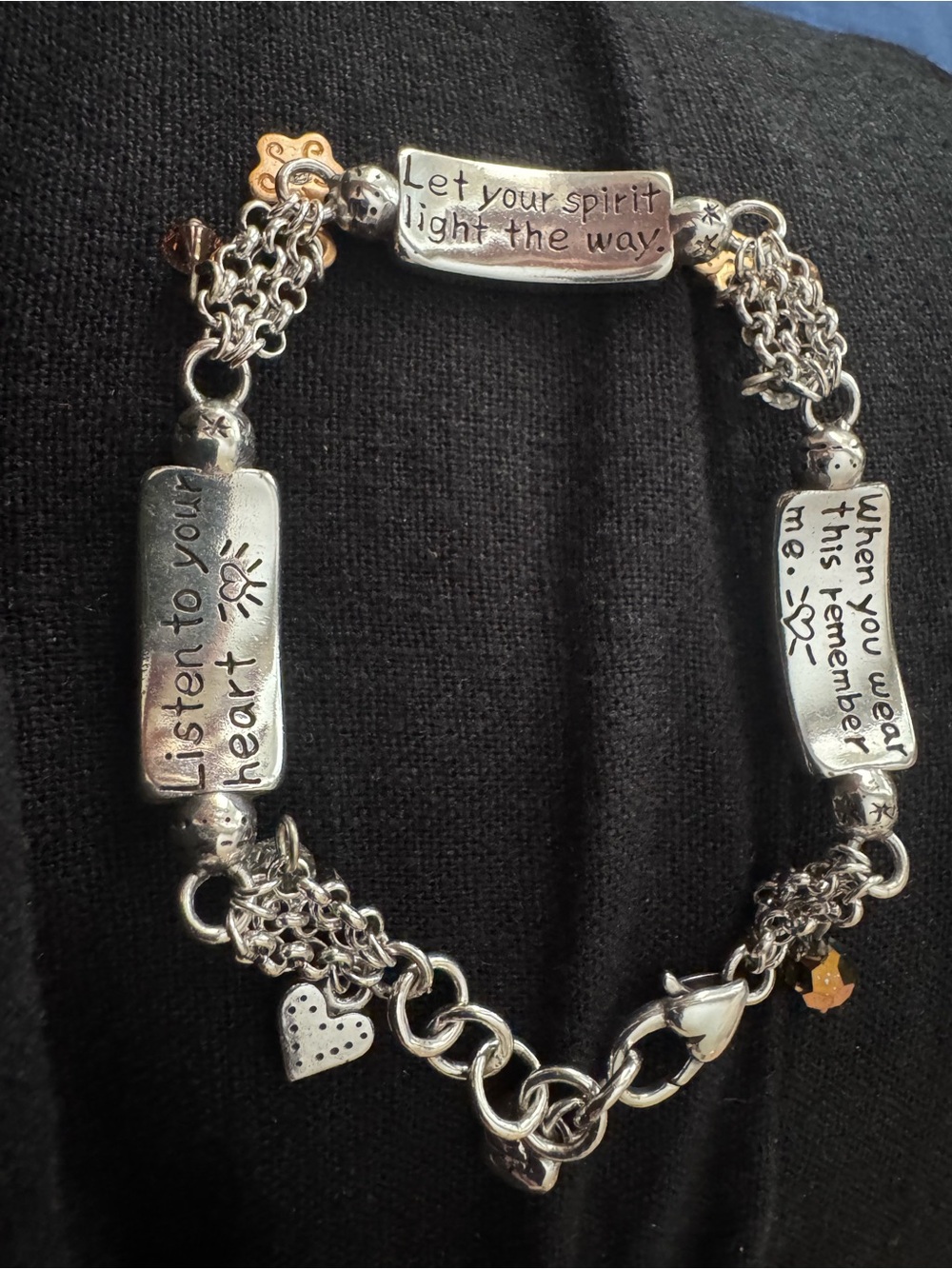 Brighton Two-Tone Heart Charm Bracelet in Silver and Gold - Picture 3 of 5